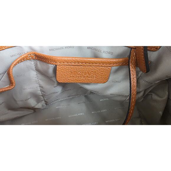 Michael Kors Orange Leather Studio Mercer Medium Satchel Crossbody - Picture 6 of 7
